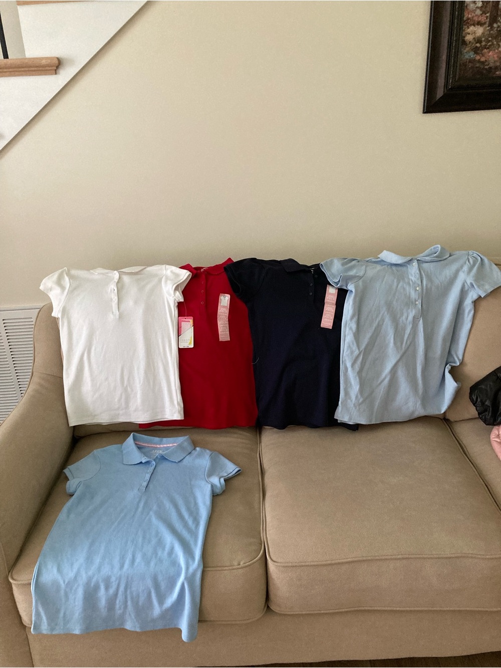 Izod Girls Polo & Henley Top Set - White, Red, Navy, Light Blue